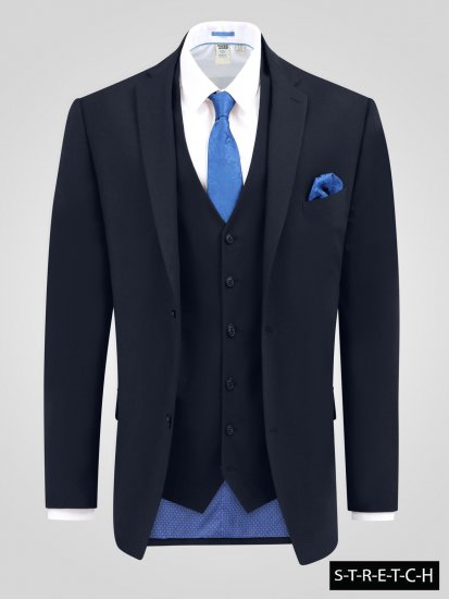 D555 Ted Veste de costume Bleu marine - Costumes - Costumes grandes tailles 