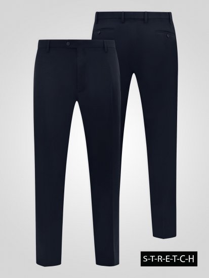 D555 Ted 4 Way Stretch Tailored Trouser Bleu marine - Costumes - Costumes grandes tailles 