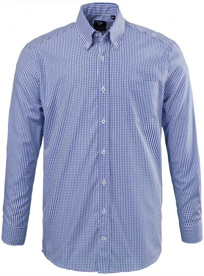 JP1880 722859 Chemise à carreaux vichy manches longues Bleu clair - Chemises - Chemises Grandes Tailles Hommes