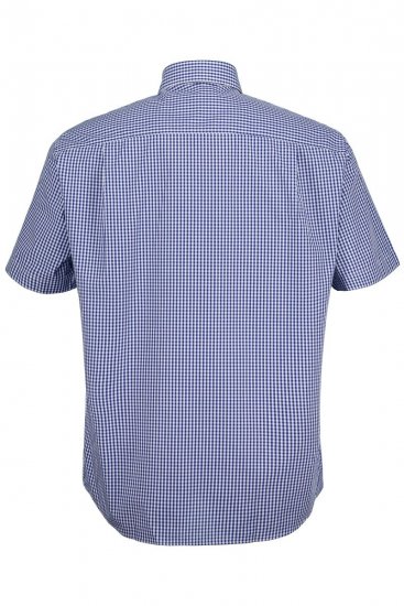 JP1880 722860 Chemise à carreaux vichy manches courtes Bleu clair - Chemises - Chemises Grandes Tailles Hommes