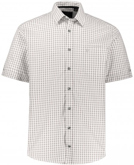JP1880 Modern Fit Check Print Short Sleeve Shirt Grey - Chemises - Chemises Grandes Tailles Hommes