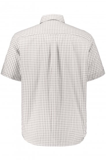 JP1880 Modern Fit Check Print Short Sleeve Shirt Grey - Chemises - Chemises Grandes Tailles Hommes