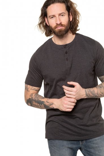 JP1880 726695 T-shirt Henley Gris foncé - T-shirts - T-shirts Homme Grande Taille