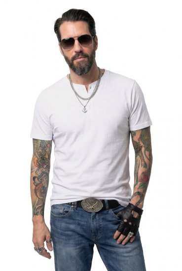 JP1880 726695 T-shirt Henley Blanc - T-shirts - T-shirts Homme Grande Taille