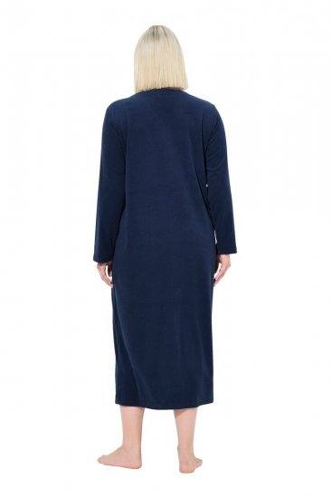 Ulla Popken 749967 Peignoir en éponge à fermeture éclair Bleu marine - Robes de chambre & peignoirs - 