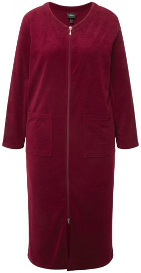 Ulla Popken 749967 Peignoir en éponge à fermeture éclair Bordeaux - Robes de chambre & peignoirs - 