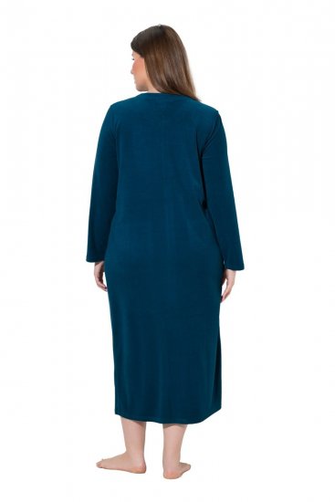 Ulla Popken 749967 Peignoir en éponge à fermeture éclair Pétrole - Robes de chambre & peignoirs - 