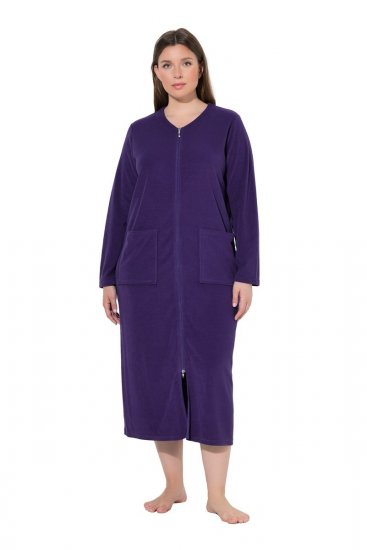Ulla Popken 749967 Peignoir en éponge à fermeture éclair Multicolore - Robes de chambre & peignoirs - 