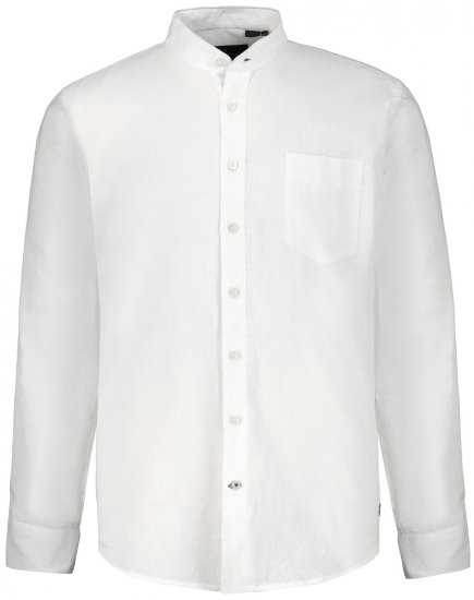 JP1880 790394 Chemise manches longues en lin mélangé à col montant Blanc TALL - TALL chemises - Chemises TALL grande longueur