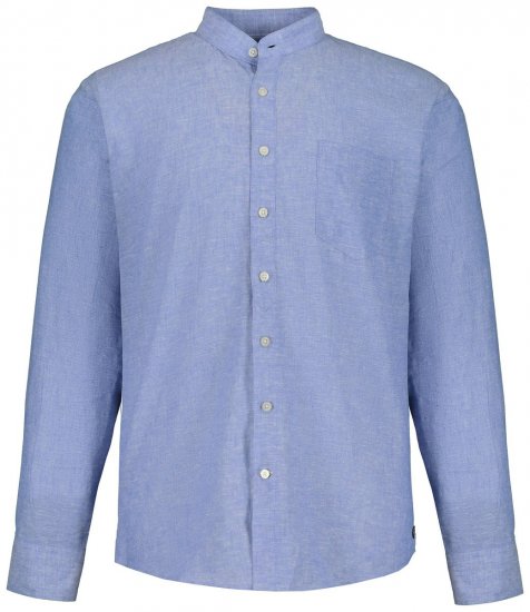 JP1880 790394 Chemise manches longues en lin mélangé à col montant Bleu gris TALL - TALL chemises - Chemises TALL grande longueur