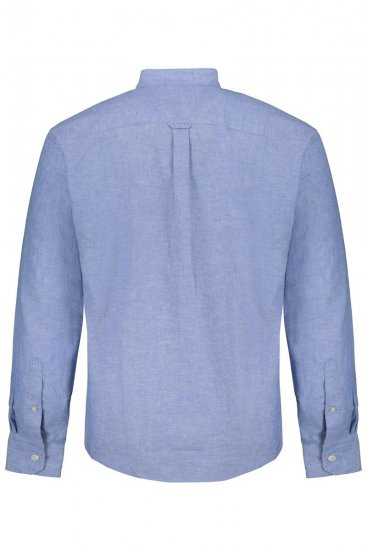 JP1880 790394 Chemise manches longues en lin mélangé à col montant Bleu gris TALL - TALL chemises - Chemises TALL grande longueur