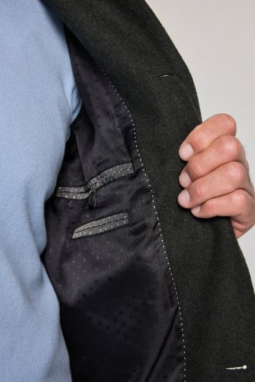JP1880 795116 Déperlant Manteau en laine Vert olive - Vestes - Vestes Homme Grandes Tailles