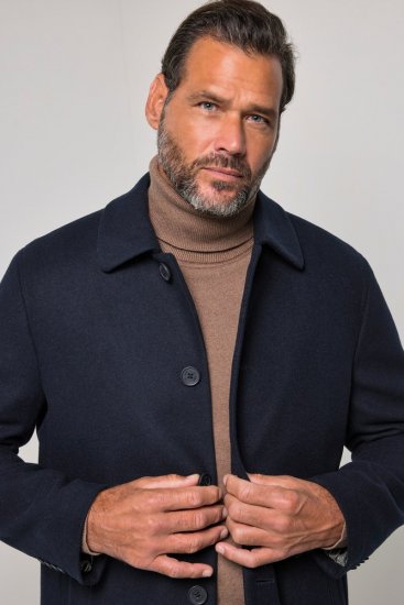 JP1880 795116 Déperlant Manteau en laine Bleu marine - Vestes - Vestes Homme Grandes Tailles
