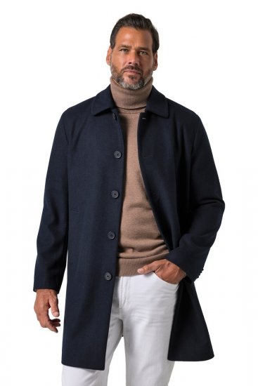 JP1880 795116 Déperlant Manteau en laine Bleu marine - Vestes - Vestes Homme Grandes Tailles