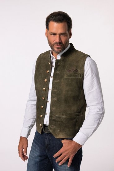 JP1880 Finest Goat Suede Traditional Vest Dark Brown - Trachten & Oktoberfest - Tenues Oktoberfest en grandes tailles (Trachten)