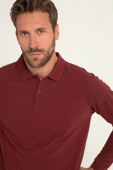 JP1880 Polo Shirt Long Sleeve Piqué Red - Polos - Polos homme grande taille
