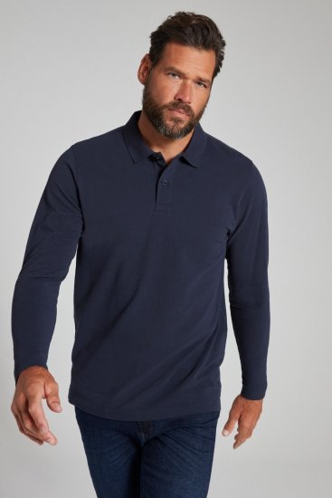 JP1880 799230 Polo à manches longues Bleu marine - Polos - Polos homme grande taille