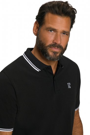 JP1880 802789 Polo à col contrastant blanc Noir - Polos - Polos homme grande taille