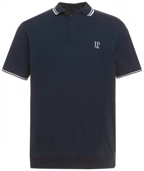 JP1880 802789 Polo à col contrastant blanc Bleu marine - Polos - Polos homme grande taille