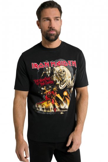 JP1880 Iron Maiden - Number of the Beast Graphic Comfort Fit Band T-Shirt Black - T-shirts - T-shirts Homme Grande Taille