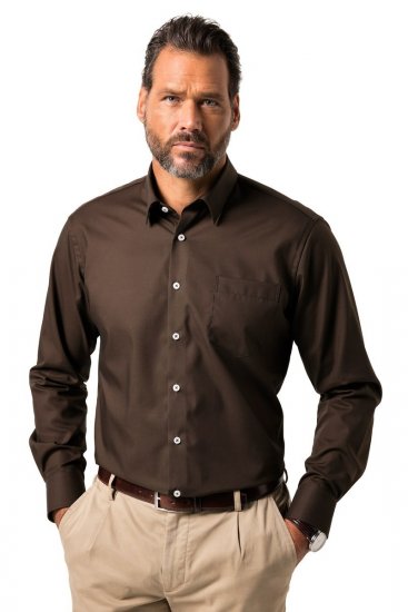 JP1880 Shirt Business Long Sleeve Brown - Chemises - Chemises Grandes Tailles Hommes