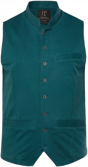 JP1880 Mottled Stretch Knit Stand-up Collar Vest Turquoise Blue - Trachten & Oktoberfest - Tenues Oktoberfest en grandes tailles (Trachten)