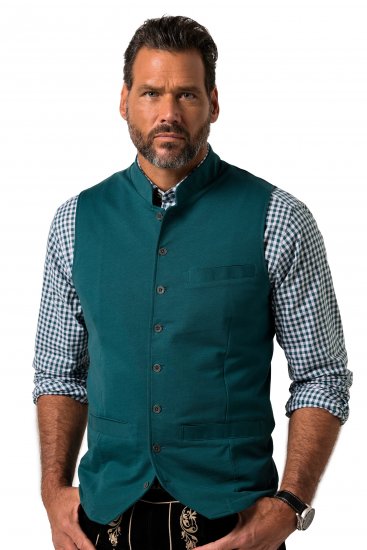 JP1880 Mottled Stretch Knit Stand-up Collar Vest Turquoise Blue - Trachten & Oktoberfest - Tenues Oktoberfest en grandes tailles (Trachten)