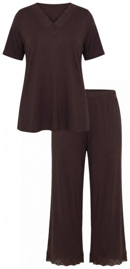 Ulla Popken 806944 Pyjama à manches courtes Marron - Pyjamas/vêtements de détente - 