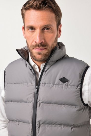 JP1880 Quilted Vest Outdoor Stand-up Collar Grey - Vestes - Vestes Homme Grandes Tailles
