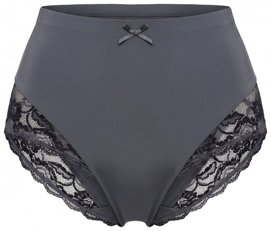 Ulla Popken 809385 Culotte gainante en dentelle Anthracite - Lingerie gainante - 