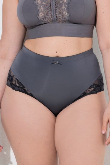 Ulla Popken 809385 Culotte gainante en dentelle Anthracite - Lingerie gainante - 