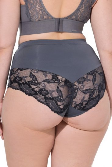 Ulla Popken 809385 Culotte gainante en dentelle Anthracite - Lingerie gainante - 