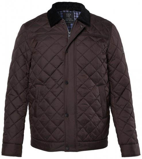 JP1880 811805 Veste matelassée à col velours côtelé Brun noir - Vestes - Vestes Homme Grandes Tailles