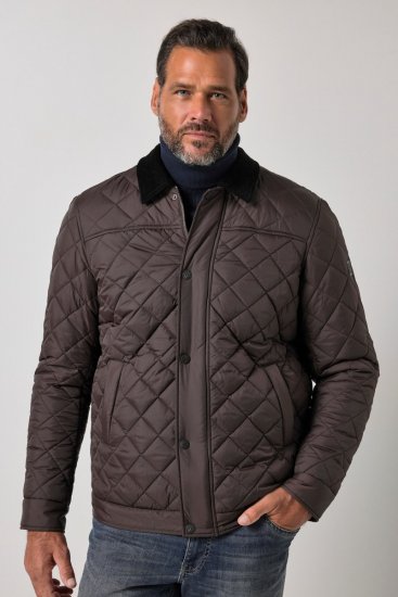 JP1880 811805 Veste matelassée à col velours côtelé Brun noir - Vestes - Vestes Homme Grandes Tailles