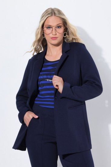 Ulla Popken 812754 Blazer en jersey punto di Roma Bleu marine - Blazers - Blazers grande taille pour femme