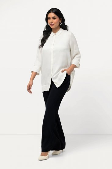 Ulla Popken 813306 Pantalon de tailleur large à taille élastique Bleu marine - Pantalons en tissu - Pantalons fluides femme grande taille