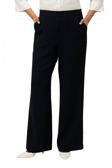 Ulla Popken 813306 Pantalon de tailleur large à taille élastique Bleu marine - Pantalons en tissu - Pantalons fluides femme grande taille