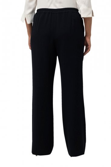 Ulla Popken 813306 Pantalon de tailleur large à taille élastique Bleu marine - Pantalons en tissu - Pantalons fluides femme grande taille