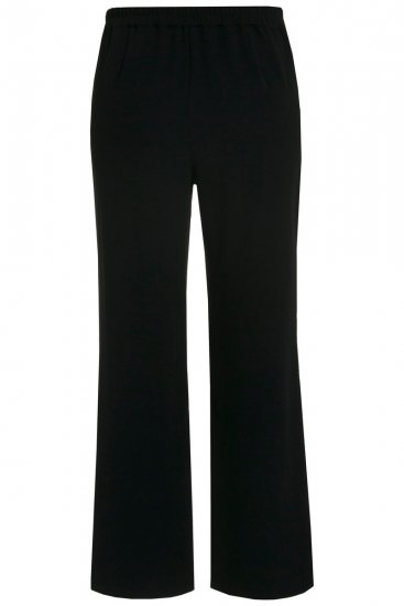 Ulla Popken 813306 Pantalon de tailleur large à taille élastique Noir - Pantalons en tissu - Pantalons fluides femme grande taille