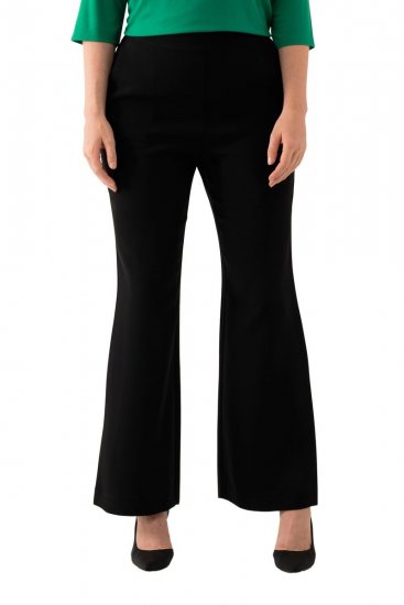 Ulla Popken 813306 Pantalon de tailleur large à taille élastique Noir - Pantalons en tissu - Pantalons fluides femme grande taille