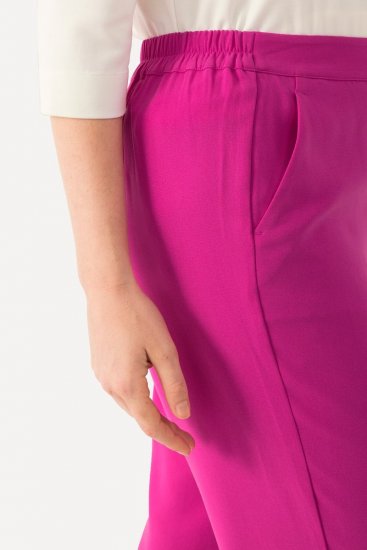 Ulla Popken 813306 Pantalon de tailleur large à taille élastique Magenta - Pantalons en tissu - Pantalons fluides femme grande taille