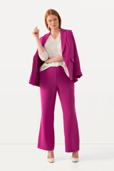 Ulla Popken 813306 Pantalon de tailleur large à taille élastique Magenta - Pantalons en tissu - Pantalons fluides femme grande taille