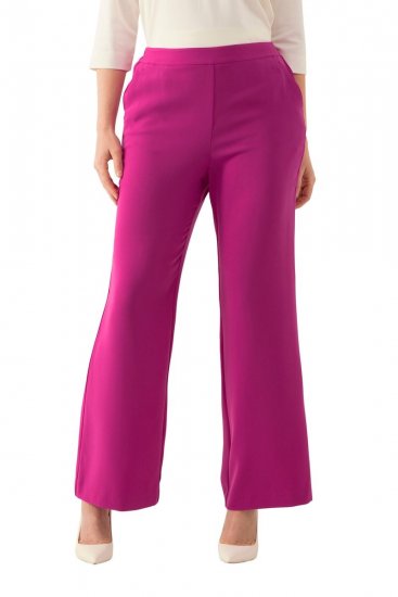 Ulla Popken 813306 Pantalon de tailleur large à taille élastique Magenta - Pantalons en tissu - Pantalons fluides femme grande taille
