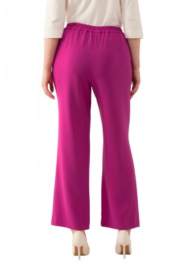 Ulla Popken 813306 Pantalon de tailleur large à taille élastique Magenta - Pantalons en tissu - Pantalons fluides femme grande taille