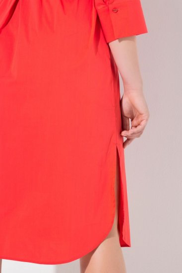 Ulla Popken 815217 Robe chemise trapèze à ceinture à nouer Rose - Robes midi - Robes midi grande taille