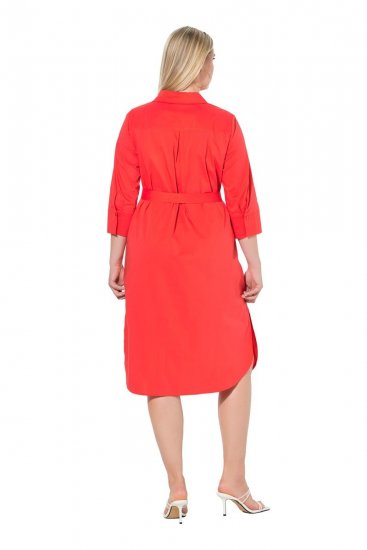 Ulla Popken 815217 Robe chemise trapèze à ceinture à nouer Rose - Robes midi - Robes midi grande taille