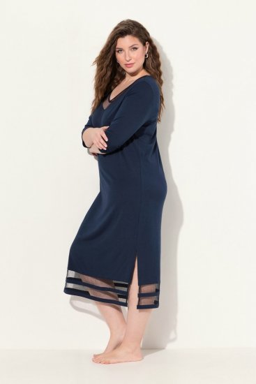 Ulla Popken 815333 Chemise de nuit Bleu marine - Chemises de nuit - 