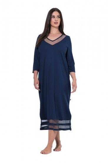 Ulla Popken 815333 Chemise de nuit Bleu marine - Chemises de nuit - 