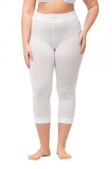 Ulla Popken 815580 Legging collant 3/4 avec protection des cuisses 80 den Blanc - Collants & chaussettes - 