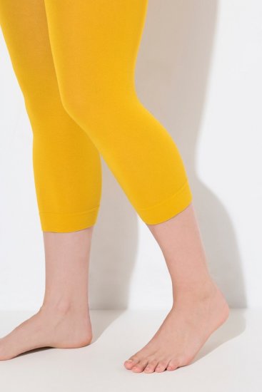 Ulla Popken 815580 Legging collant 3/4 avec protection des cuisses 80 den Jaune moutarde - Collants & chaussettes - 